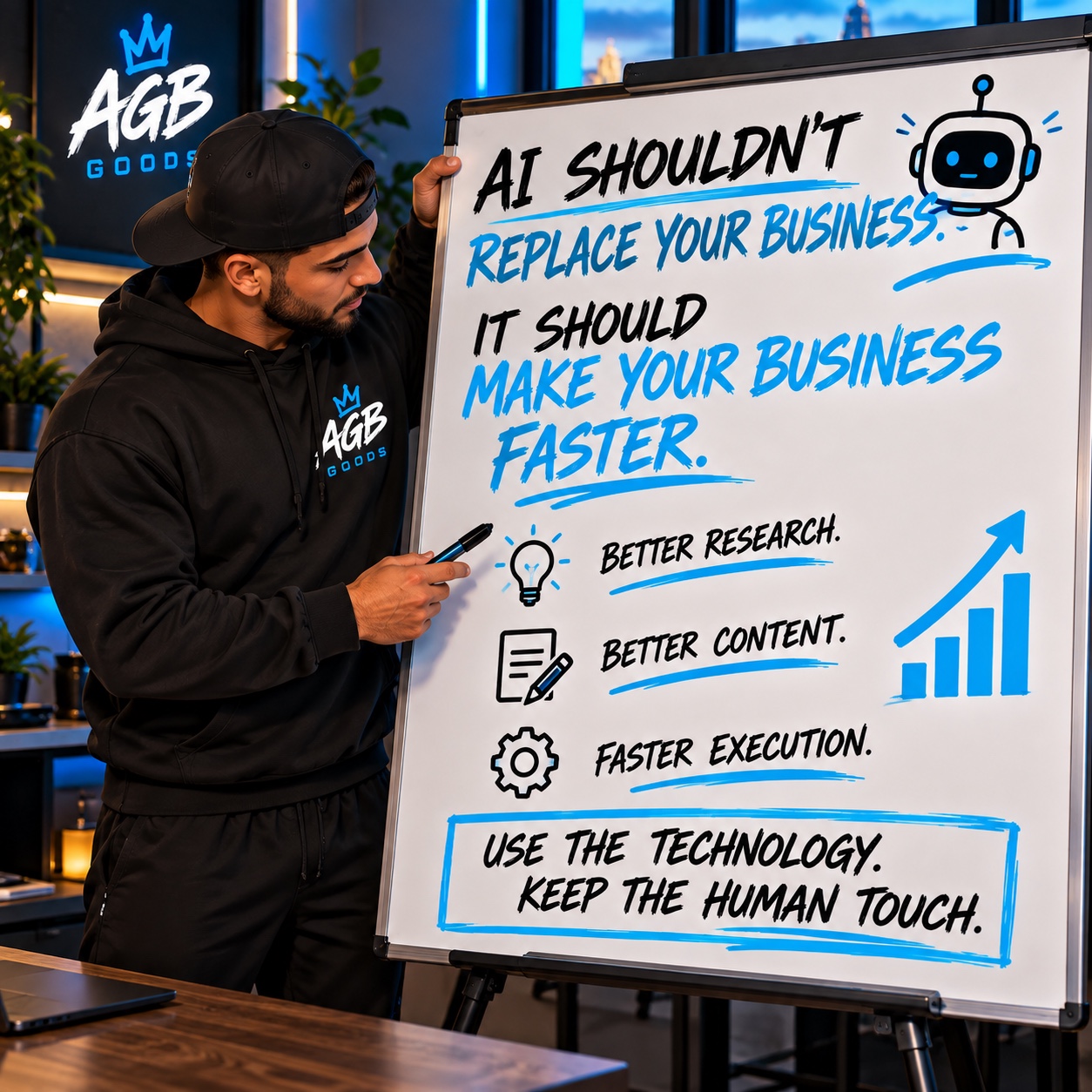 AGB Goods graphic: AI makes business faster without removing the human touch